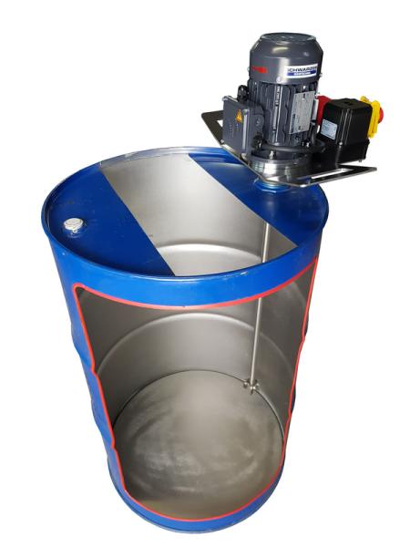 Drum agitator for 200 liter steel drums with bunghole 2"
