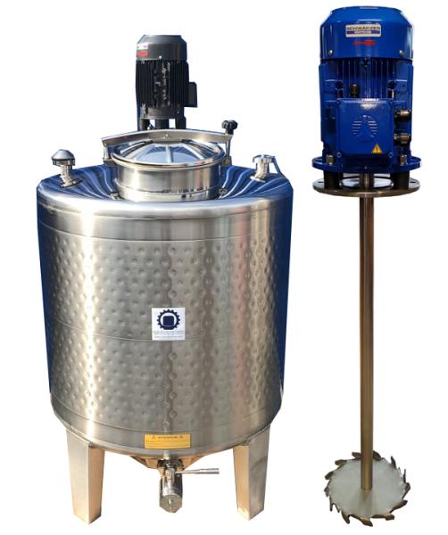 1000L stainless steel vessel with thermoplate and dissolver agitator