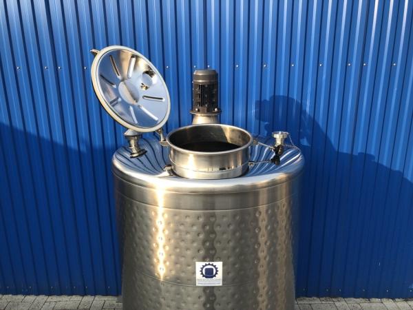 1000L stainless steel vessel with thermoplate and propeller agitator