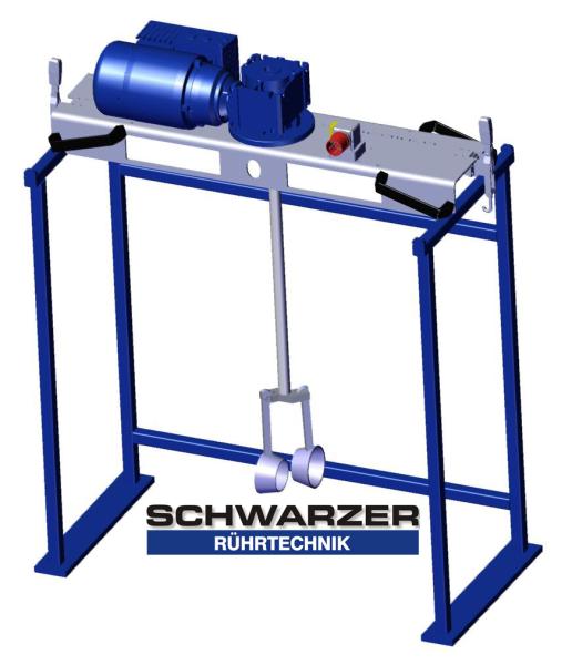 Container agitator type IBC-0260 suitable for liquids with up to 20000 mPas in an 1000 liter IBC container