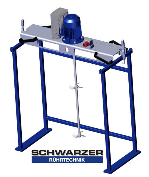 Container agitator type IBC-0150-2PK-230V suitable for liquids with up to 600 mPas in an 1000 liter IBC container